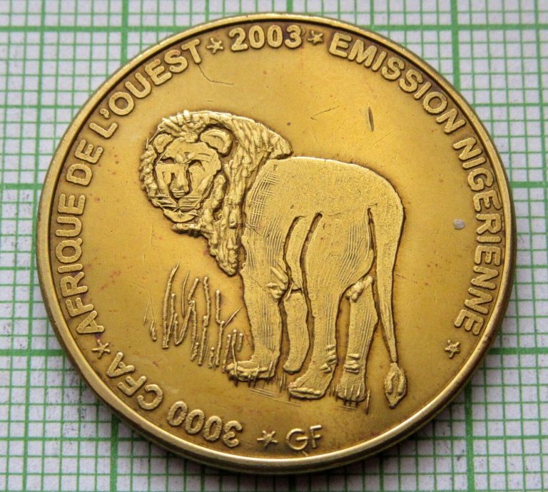 Read more about the article NIGER 2003 2 AFRICA or 3000 CFA COIN  LION  IDAO COINAGE