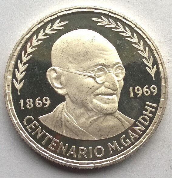 Read more about the article Equatorial Guinea 1970 Mahatma Gandhi 75 Pesetas Silver Coin