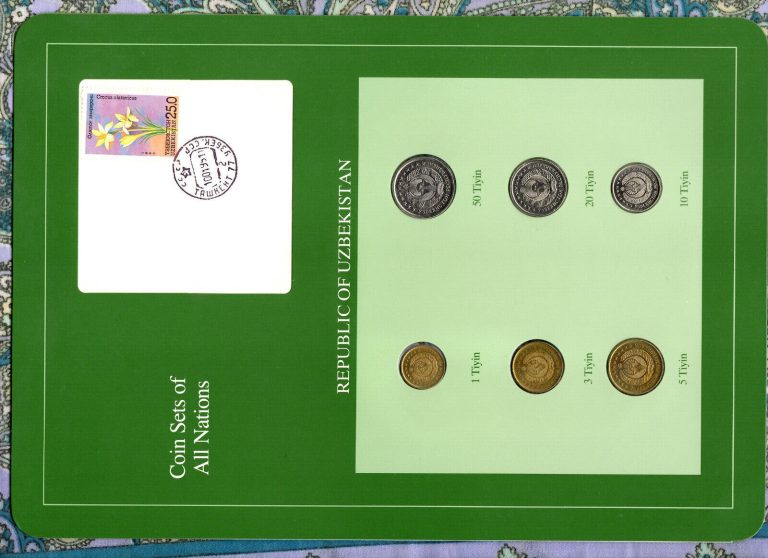 Read more about the article Coin Sets of All Nations Uzbekistan w/card UNC 1 3 5 10 20 50 Tiyin 1994