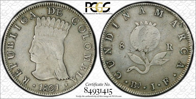 Read more about the article 1821-Ba JF Colombia 8 Reales 8R – PCGS VF30 – Cundinamarca