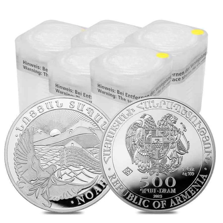 Read more about the article Lot of 100 – 2023 Armenia 1 oz Noah’s Ark Silver Coin 500 Dram .999 Fine BU (5