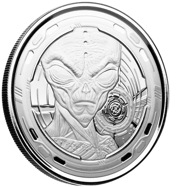 Read more about the article 2022 – 1 Oz Silver Ghana ALIEN silver BU coin .999 Fine Silver **PRESALE**