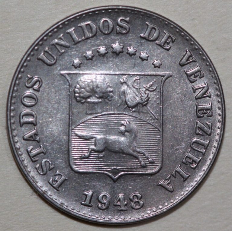 Read more about the article 1948   Venezuela   5 Centimos   National Arms  19mm