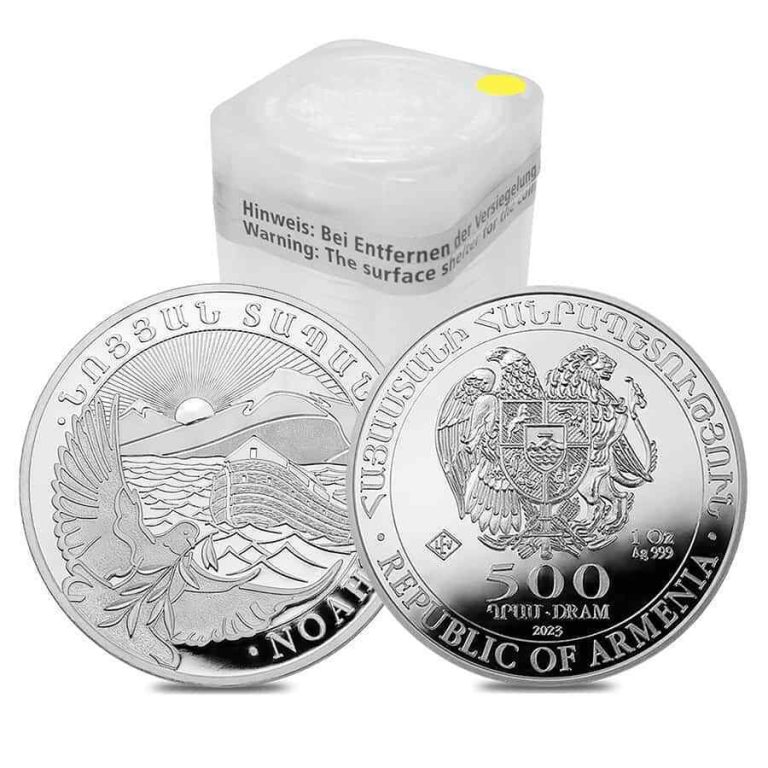 Read more about the article Tube of 20 – 2023 Armenia 1 oz Noah’s Ark Silver Coin 500 Dram .999 Fine BU