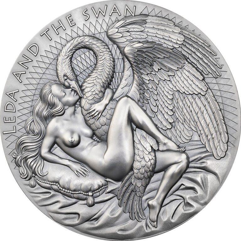 Read more about the article 2023 – Cameroon – Leda and the Swan – 2 oz Silver  Celestial Beauties