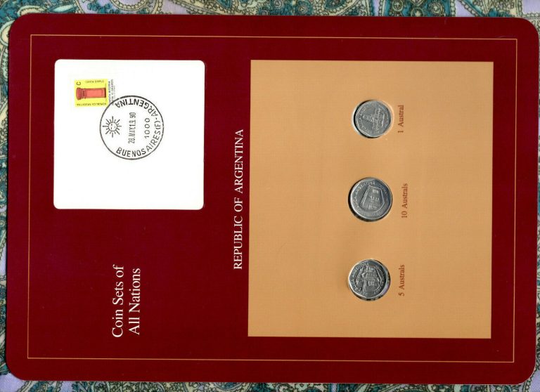 Read more about the article Coin Sets of All Nations Argentina w/card 3 coin  10  5  1 Australs 1989 UNC