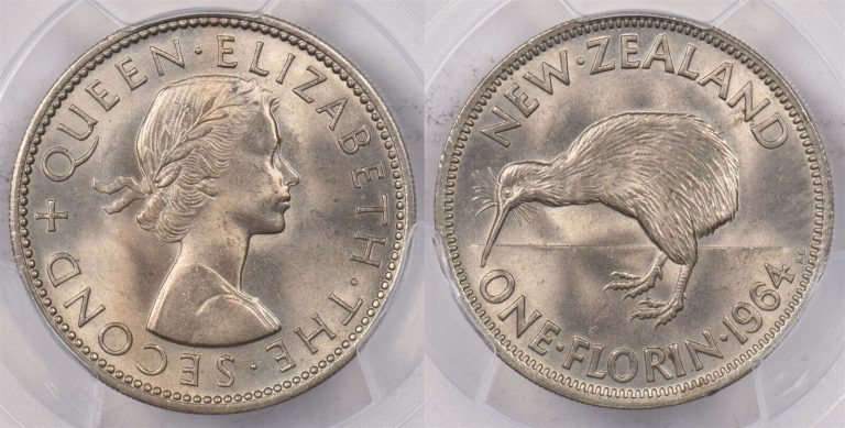 Read more about the article New Zealand 1964 Florin Kiwi Bird animal PCGS MS 65 PI0185 combine shipping