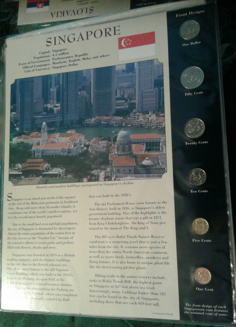 Read more about the article Coins from Around the World Singapore 1995 – 2006 BU UNC $1  10 Cents 2006