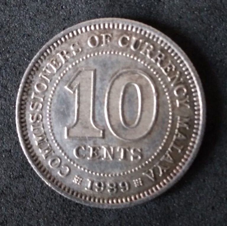 Read more about the article 1939 Malaya 10 Cents Silver Coin King George VI Commissioners of Currency