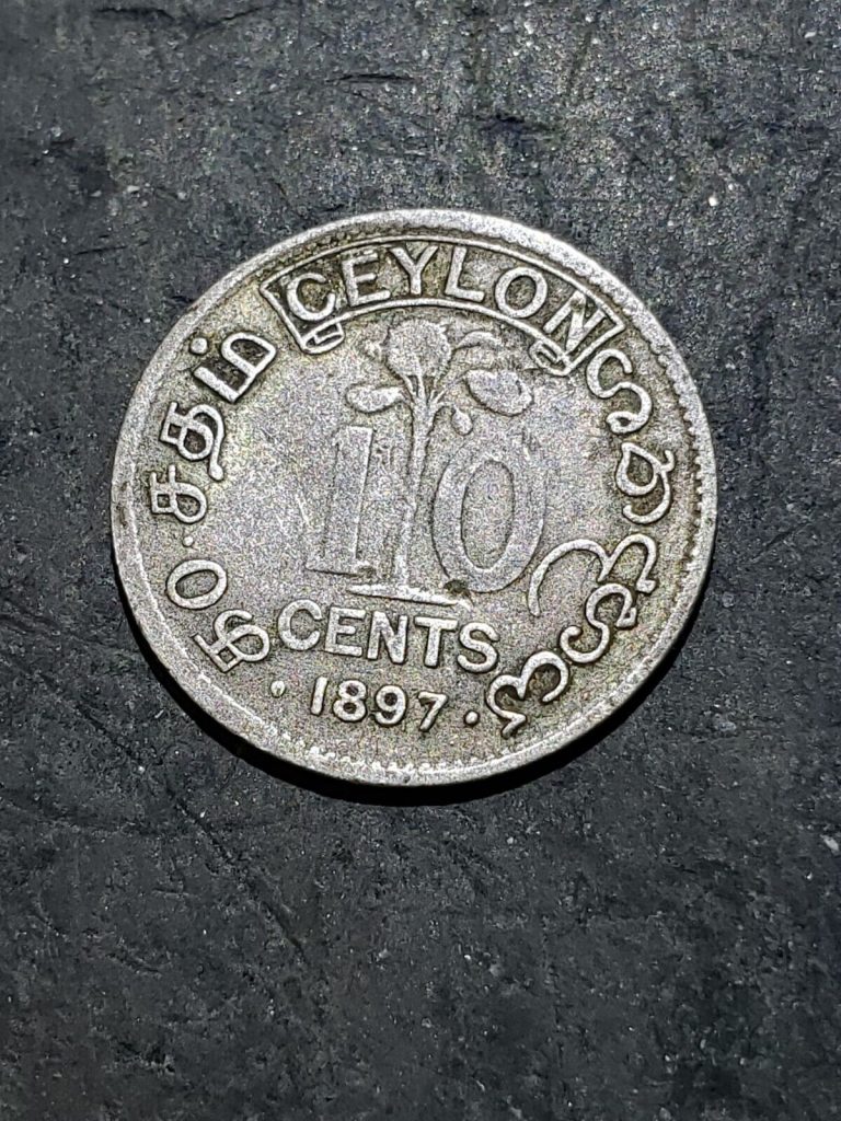 Read more about the article 1897 Sri Lanka Ceylon SILVER 10 Cents Coin #jan