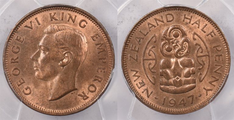 Read more about the article New Zealand 1947 1/2 Penny PCGS MS 65 RED BROWN PI0186 combine shipping