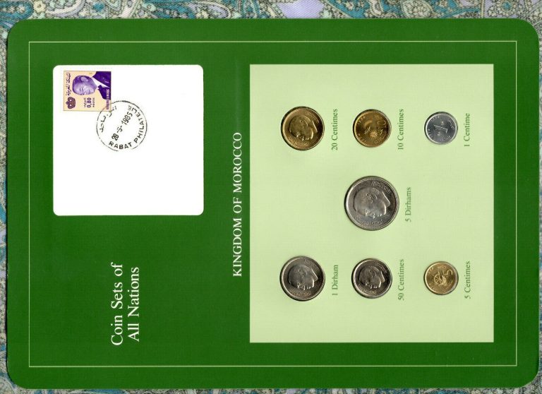 Read more about the article Coin Sets of All Nations Morocco UNC wcard 50 20 10 Santimat 1974 5 Dirhams 1980