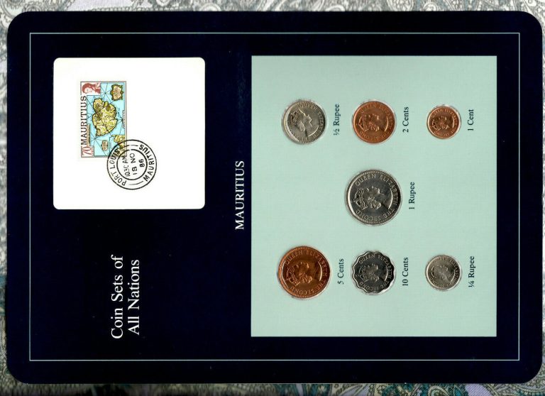 Read more about the article Coin Sets of All Nations Mauritius 1  1/2  1/4 Rupee  10  5  2  1 cents 1978 UNC