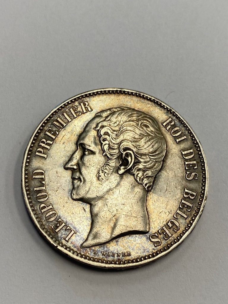 Read more about the article 1853 Belgium 5 Francs Silver Coin Marriage of Duke Xf/Au Details