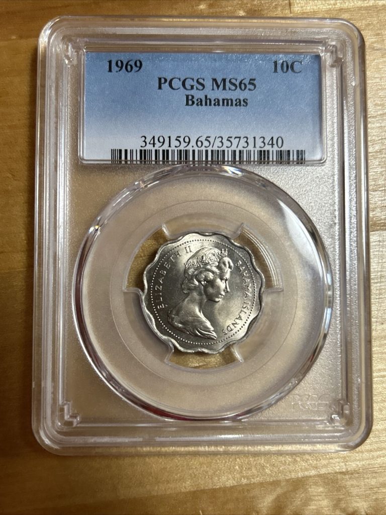 Read more about the article 1969  10 Cent Bahamas Coin – PCGS MS 65 Certified – Bonefish design