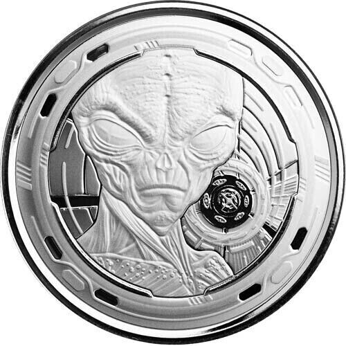 Read more about the article 2022 1 oz Republic of Ghana Silver Alien UFO Coin BU – In Capsule