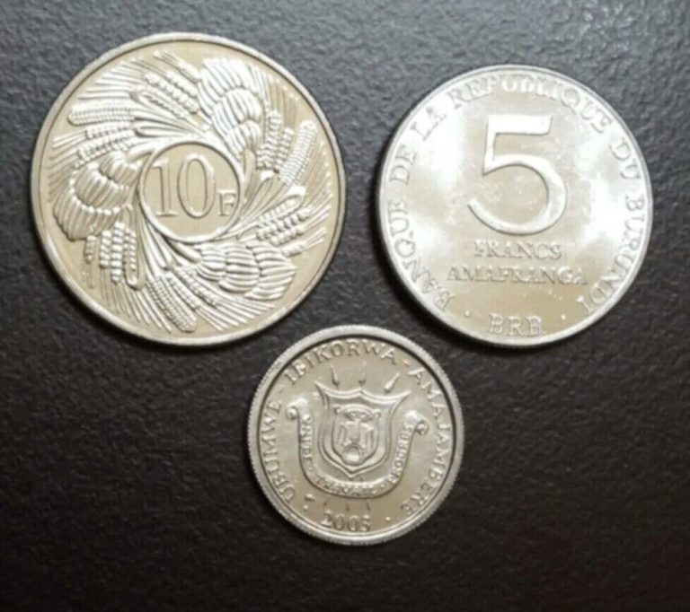 Read more about the article 1980 2003 2011 BURUNDI LOT SET OF 3 COINS 1  5  10 FRANCS UNC