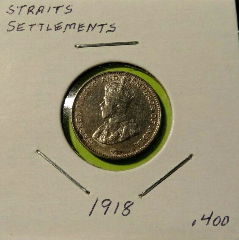 Read more about the article 1918 Straits Settlements 10 Cent Silver World Coin KM 29a