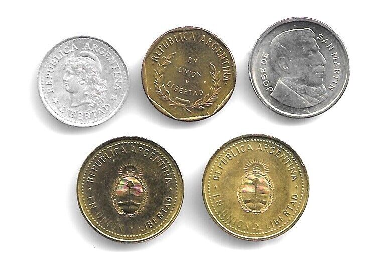 Read more about the article ARGENTINA – 5 DIFFERENT COINS . NICE HIGH GRADE COINS (CNS 3433)