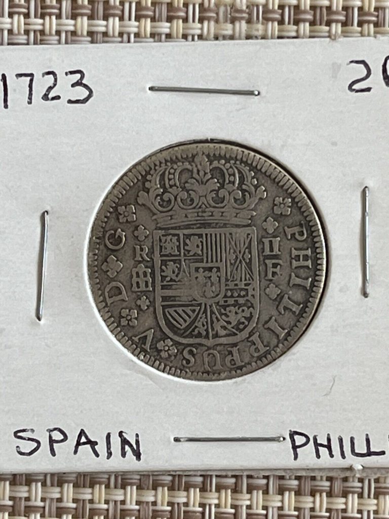 Read more about the article 1723 Spain 2 Reales ‘pistareen’. Attractive  no problems .
