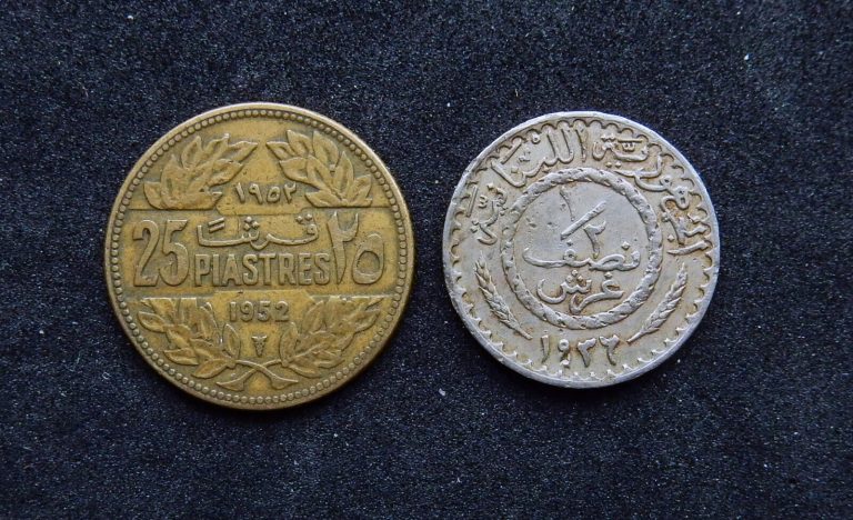 Read more about the article Lebanon 1/2 Piastre 1936 and 25 Piastres 1952