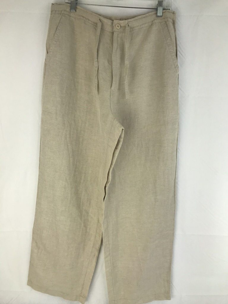 Read more about the article Cuba Vera Mens Size L (36/38) Linen Blend Pants Beige W/Waist Drawstring