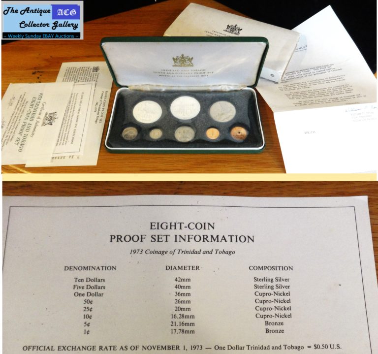 Read more about the article Vintage⌛1973 Trinidad and Tobago 10th Anniversary Proof Set🪙8 COINS🪙W/COA