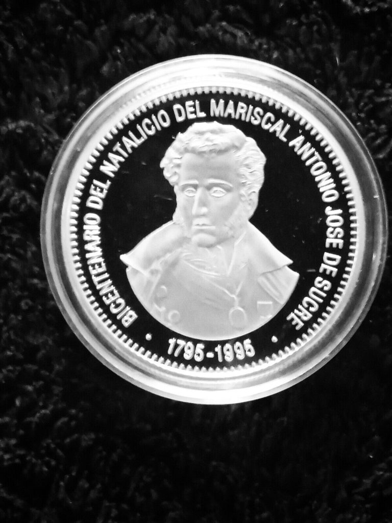 Read more about the article Venezuela 1oz Silver Coin 1995 Bicentenario Antonio Jose Sucre  500 Bs. Ley 900