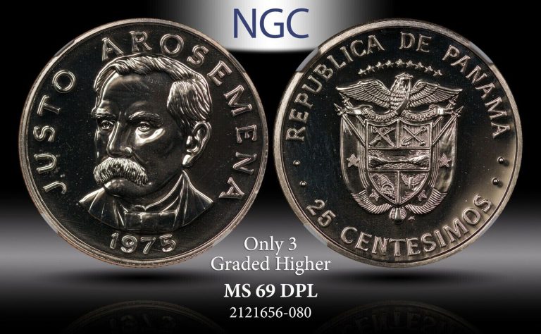 Read more about the article 1975-FM Panama 25 Centesimo (U) ver. NGC MS69 DPL Special Unc.  only 1 410 made!