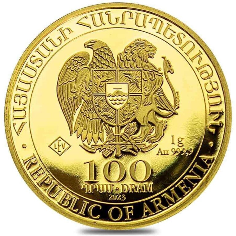 Read more about the article 2023 Armenia 1 gram Gold Noah’s Ark 100 Drams Coin IN STOCK