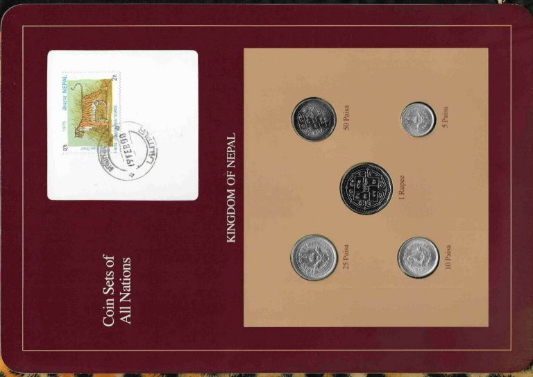 Read more about the article Coin Sets of All Nations Nepal w/card 1988-1989 Pink Display Tiger 19FEB90