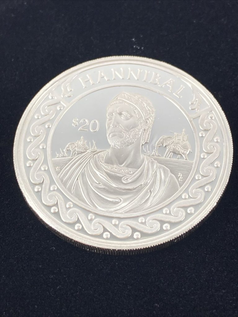 Read more about the article 1997 LIBERIA $20 Dollars World’s Conqueror Hannibal Nelson￼ Silver Proof Coin