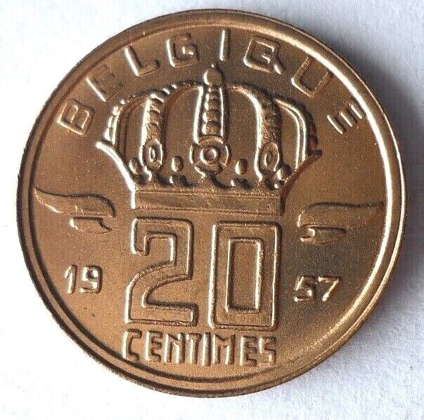 Read more about the article 1957 BELGIUM 20 CENTIMES – AU/UNC GEM – Great Coin – Free Ship – Bin #LC 69