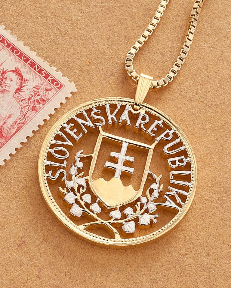 Read more about the article Slovakia Crest Pendant and Necklace Slovakia Coin Hand Cut 1-1/8″ Dia.  ( # 601 )