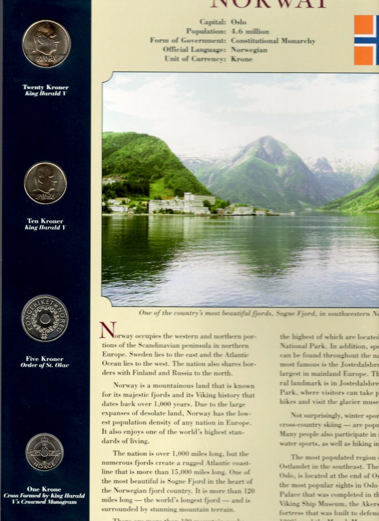 Read more about the article Coins from Around the World Norway BU UNC 1 5 Kroner 2009 10 Kroner 2001 20 2003