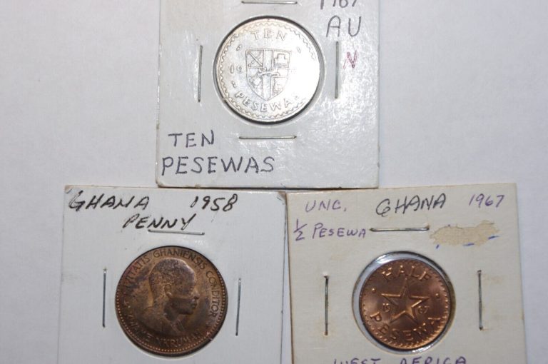 Read more about the article 1958/67  Penny  10 and 1/2 Pesewas Ghana 3 UNC/or High Grade Coins Protect Holder