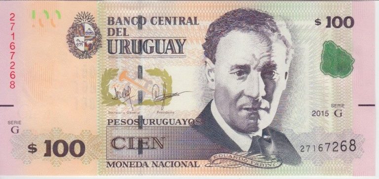 Read more about the article URUGUAY P95  100 PESOS 2015 BANKNOTE serie G   UNC