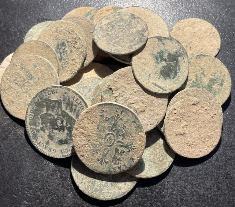 Read more about the article 1700s-1800s Spain Uncleaned Spanish Colonial Pirate Treasure Bronze Milled Coin