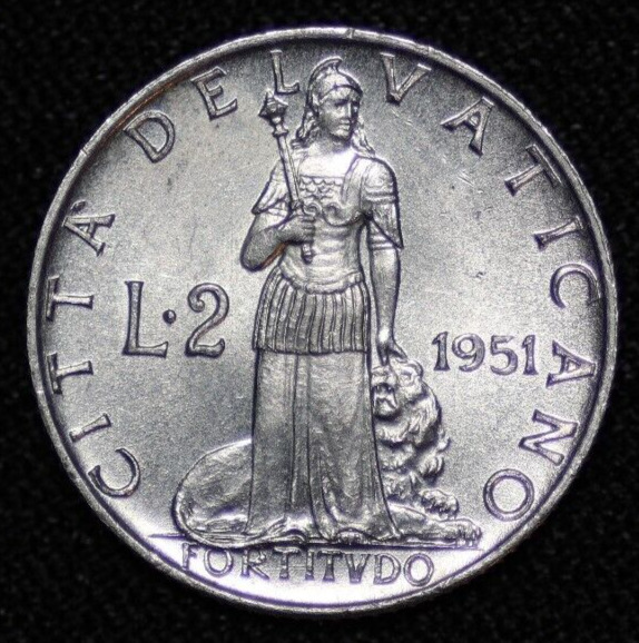 Read more about the article VATICAN CITY ~ 1951 ~ 2 Lire ~ Quality World Coin ☘️ W-#51 ☘️
