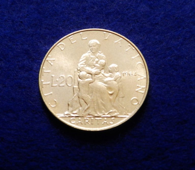 Read more about the article 1964 Vatican City 20 Lire – Paul VI – Pretty Low Mint Coin – See PICS