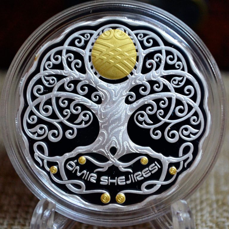 Read more about the article New Kazakhstan 777 tenge 2021 Tree of life gold plating 1 oz silver proof coin