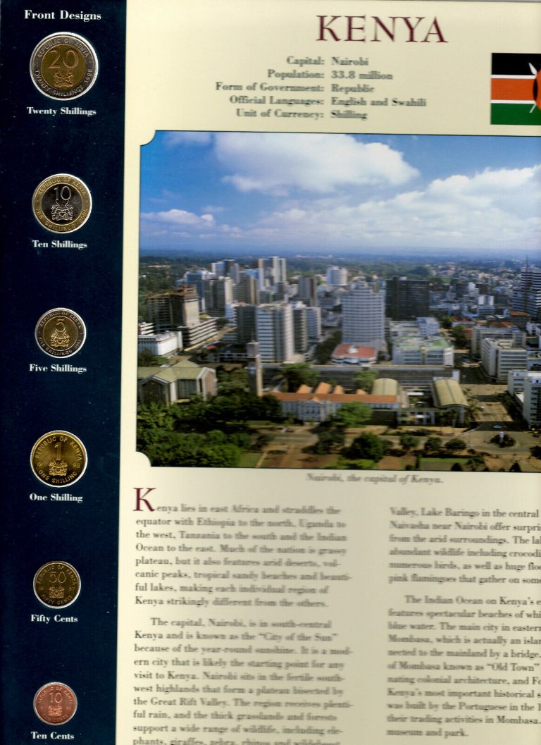 Read more about the article Coins from Around the World Kenya 1995-2005  BU UNC 20 shillings 1998 5 10S 2005