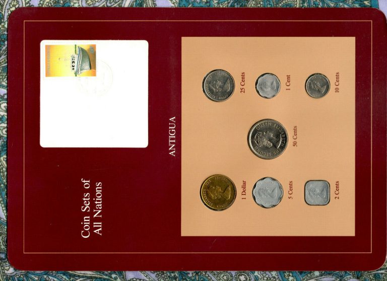 Read more about the article Coin Sets of All Nations Antigua E.C. w/card 1965-1986 UNC 50 cents 1965