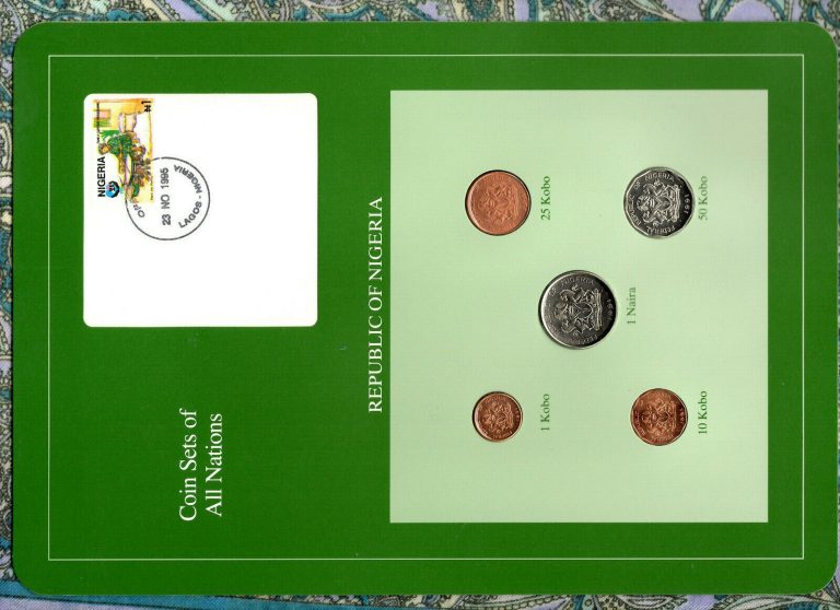 Read more about the article Coin Sets of All Nations Nigeria w/card 1 Naira  50 25 10 1 Kobo 1991 UNC SCARCE