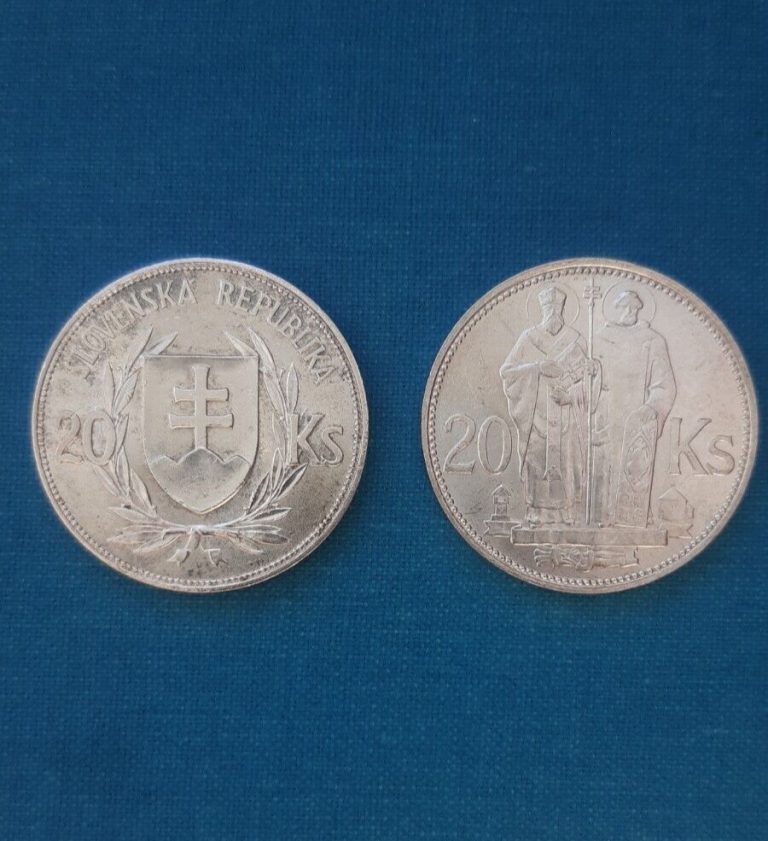 Read more about the article silver coin/ Slovakia/Slovenský štát/ 20KS 1941/Cyril and Method double cross