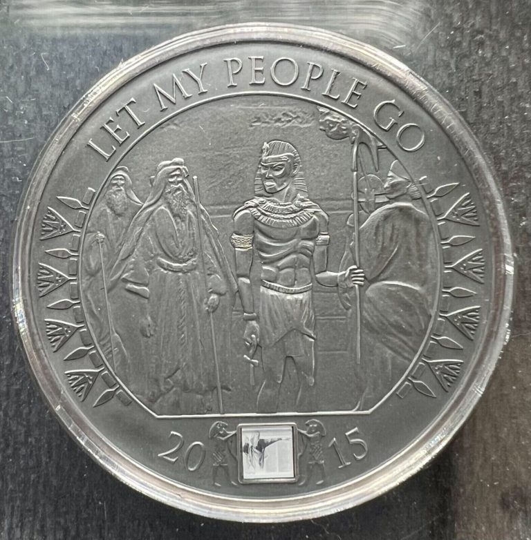 Read more about the article 2015 Burkina Faso 1000 francs 1 oz Silver Let My People Go Nano Chip Coin W/Box