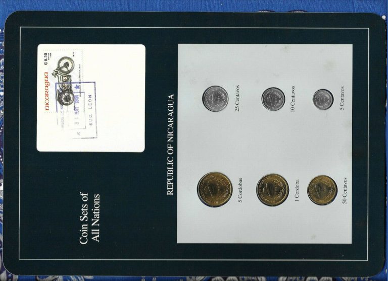 Read more about the article Coin Sets of All Nations Nicaragua w/card UNC 1 5 Cordobas 5 10 25 50 Ctvs 1987