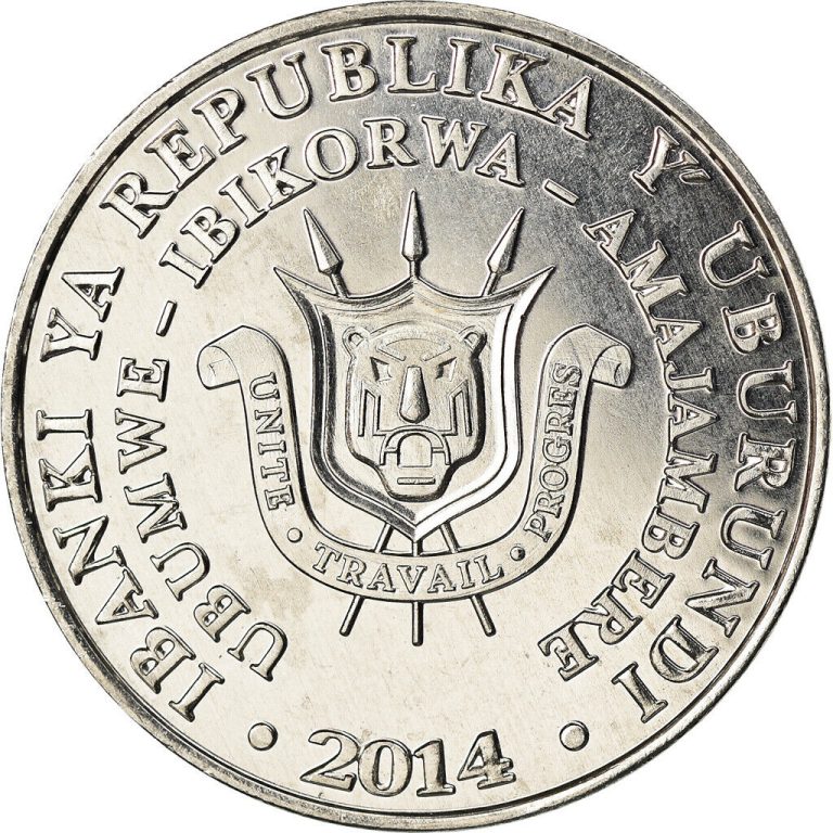 Read more about the article Coin  Burundi  5 Francs  2014  Oiseaux – Aigle couronné  MS  Aluminum