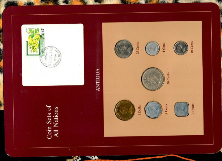 Read more about the article Coin Sets of All Nations Antigua E.C. 1955 – 1983 UNC 50 cents 1955 not UNC