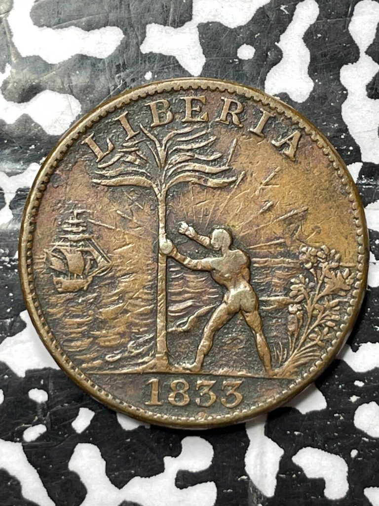 Read more about the article 1833 Liberia 1 Cent Lot#JM5093 Scarce! KM#Tn1